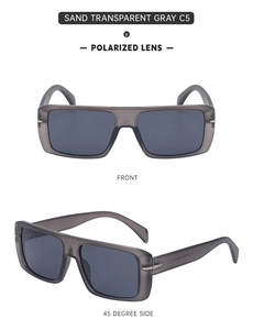 Vue détaillée des lunettes de soleil gris transparent mat avec verres polarisés C5