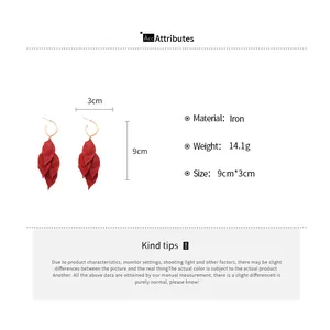Guide des tailles pour boucles d'oreilles de 9cm sur 3cm avec spécifications du matériau fer