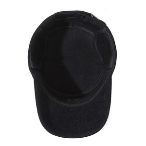 Winter thermal flat top cap for men with warm fleece lining and ear protection flap