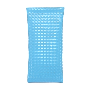 Light blue PU leather sunglasses pouch with textured pyramid pattern and squeeze closure