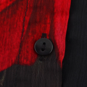 Elegant red and black chiffon shirt for women featuring waist design and breathable fabric