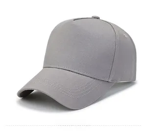 Side view of gray cotton baseball cap showing reinforced stitching on the brim