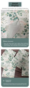 Detail of floral printed napkins showing durable texture and botanical leaf patterns