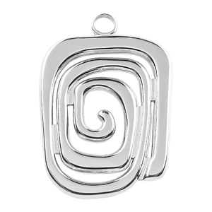 Polished silver 304 stainless steel spiral square pendant for DIY jewelry making