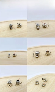 Detailed sizing chart for antique silver alloy beads with weight and hole dimensions