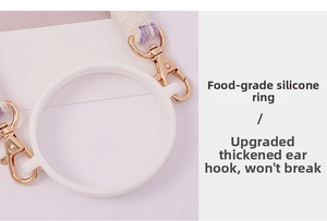 Detail of white food-grade silicone ring with durable thickened ear loops for water bottles