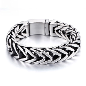 Braided Chain Bracelet 316L Stainless Steel Heavy Duty Box Clasp Punk Style Masculine Jewelry For Men Silver Tone