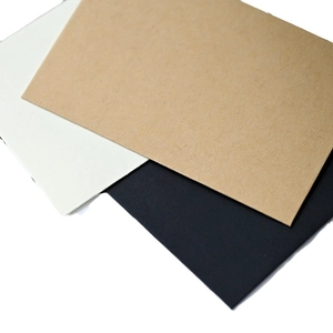 Three colors of mini kraft paper envelopes for cards in beige white and black