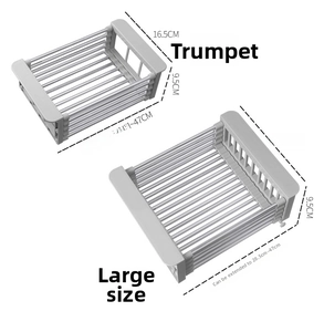 Adjustable stainless steel sink drainer dimensions in grey for kitchen storage organization