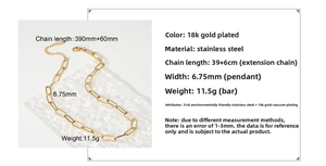 Detailed specs of 18K gold plated paperclip chain necklace with size and weight info