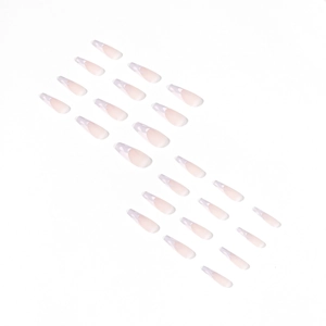 Nude pink and lilac purple Morandi long ballet press-on nails set with glossy finish