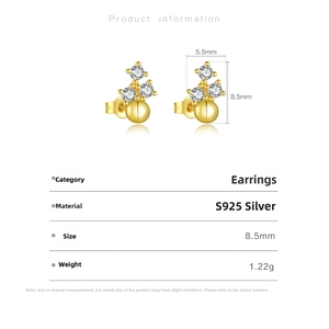 Detailed size specifications and material parameters for S925 silver flower stud earrings