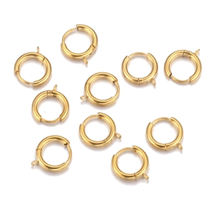 Stainless Steel Round Hoop Earring Findings With Vertical Parallel Hanging Loop For DIY Jewelry Making Accessories