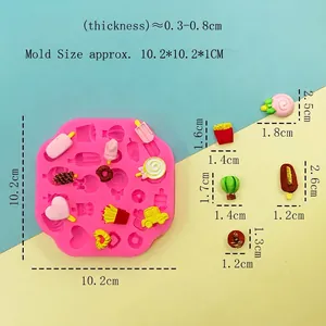 Silikonform für Siegellack und Dessert mit Eiscreme- und Donut-Motiven, 10,2 cm groß