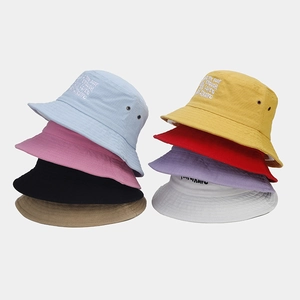 Cotton Embroidery Letter Bucket Hat Breathable Sun Protection Outdoor Casual Unisex Fisherman Hat