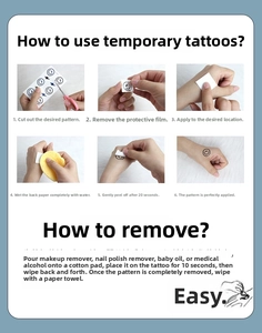 Step-by-step application guide for cute cowboy temporary tattoos with smiley face and lightning