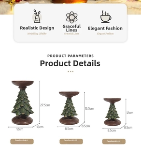 Size chart showing dimensions for large, medium, and small Christmas tree candle holders