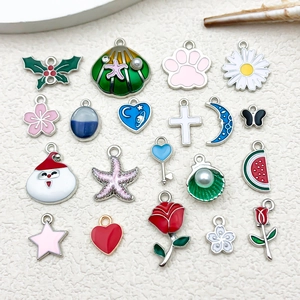 Zinc Alloy Enamel Charms Mixed Shapes Flower Starfish Watermelon For DIY Jewelry Making Bracelet Necklace Earring Accessories