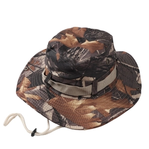 Outdoor-Camouflage-Boonie-Hut mit breiter Krempe, Belüftungslöchern und Kinnriemen