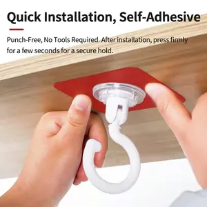 360-degree rotating ceiling hook with strong adhesive base for under-cabinet hanging