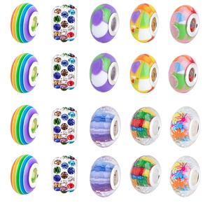 Macro view of blue ocean theme resin and crystal charms for DIY bracelet making kit