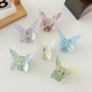 Set of 6 colorful butterfly hair claws made of premium marble pattern acetate material