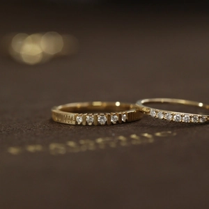Elegant gold plated S925 silver rings with gradient zircon stones and brushed texture metal