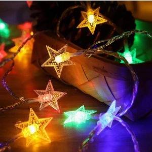 Colorful LED star string lights for Christmas tree and festive home window decoration
