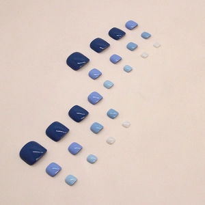 Klein blue gradient fake toenails set with high glossy finish for professional nail art