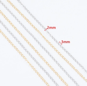 Gold and silver 2mm and 3mm stainless steel handmade flat O-chains for jewelry making