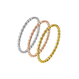 Twisted Rope Ring Stainless Steel 18K Gold Plated Minimalist Slim Band For Women Men Couples Geometric Elegant Jewelry