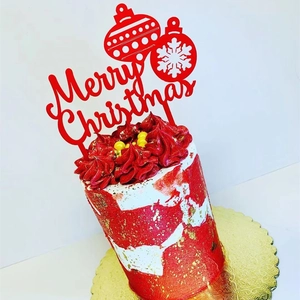 Christmas Cake Topper Acrylic Merry Christmas Reindeer Snowflake Party Decoration Holiday Baking Dessert Insert