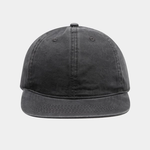 Classic washed black cotton baseball cap in a minimalist American vintage style