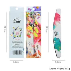 Set de 6 limes à ongles double face grain 100/180 avec motifs fleurs et papillons