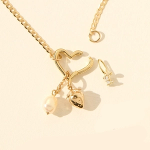Vintage Stainless Steel Necklace Chain With Heart Carabiner Round Spring Ring Clasp 18K Gold Plated DIY Jewelry For Men Women