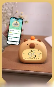 Smartphone app controlling the smart Capybara alarm clock with temperature display