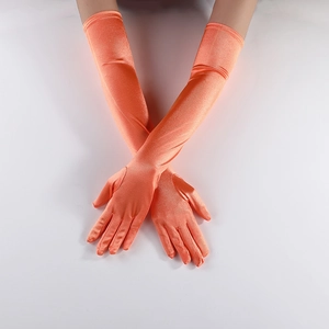 Women Long Satin Gloves Nylon Elastic Smooth Glossy Opera Length For Wedding Prom Party Cosplay Costume Evening