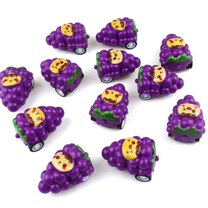 Wholesale set of twelve purple grape-shaped pull-back toy cars for kids capsules