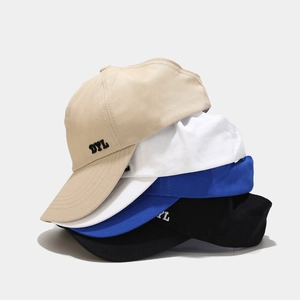 Set of four cotton baseball caps with DYL embroidery in khaki, white, blue, and black