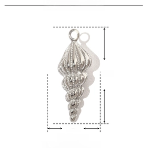 Detailed size parameters of silver conch pendant in stainless steel with 28mm height