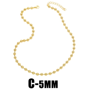 Minimalist 5mm gold ball bead necklace with lobster clasp on a clean white background