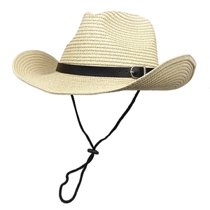 Western Cowboy Straw Hat Breathable Sun Protection Outdoor Beach Travel Jazz Style With Belt Buckle For Men Women