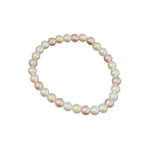 Elegant multi-color pearl bracelet with lustrous white, pink and gold round pearls