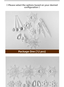 Set of 12 clear acrylic snowflake and icicle ornaments for Christmas tree decoration