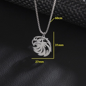 Silver stainless steel eagle pendant necklace for women with 60cm long chain length