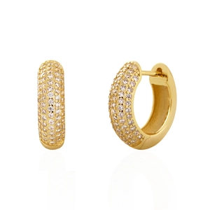 Classic 18K gold plated huggie earrings with sparkling pave micro-set cubic zirconia