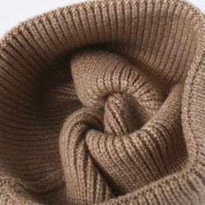 Chic camel knit beanie for men and women featuring premium thick ribbed texture for winter