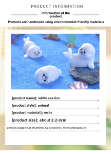 Miniature resin sea lion figures for micro landscapes, sized between 2.2cm and 3.0cm