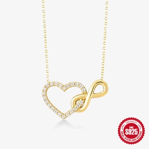 925 Sterling Silver Infinity Heart Necklace Inlaid With Rhinestone Fashion Simple Jewelry For Women Wedding Jewelry Gift