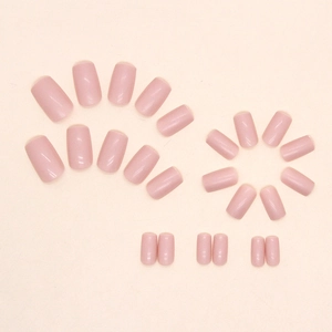 Juego de 24 uñas postizas cuadradas de color rosa brillante de alta calidad para mujer